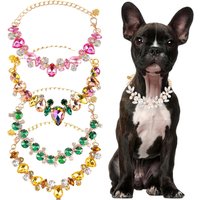 Luxury Gemstone Dog Cat Collar Gold Chain Necklace Fashion Pet Jewelry Accessories Puppy Diamond Collar for Small Medium Dogs
