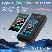 KWS-1902L NEW Type-C Current & Voltage Monitor Colour Screen Power Meter Tester 4V-30V 0-8A Digital Meter with Power Off Storage