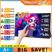 HGFRTEE 16inch Touch Portable Monitor 16:10 96%sRGB 350Cd/m² Second Screen For Laptop With Holder Stand Type-C HDMI-Compatible