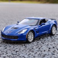 Chevrolet Corvette C7 Grand Sport Simulation Diecast & Toy Vehicle Pull Back Car & Doors Open RMZ city 1:36 Alloy Supercar Model