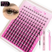 QIUNING Manga Lash Clusters Kit Cat Lashes with Lash Bond & Seal Cluster Eyelash Extensions Mixed Tray Eyelash Clusters Kit