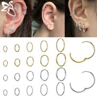 AOEDEJ 1 PC 20G Stainless Steel Hoop Earring Women Men 6/8/10/12MM Round Earrings CZ Crystal Ear Conch Helix Cartilage Jewelry