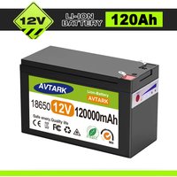 12V 120Ah LiFePO4 Solar Battery, Deep Cycle Rechargeable Built-in BMS Lithium 200000mAh for Power Wheels,Scooters,Fish Finder