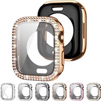 Bling Glass+Cover for Apple Watch Case 49mm 46 42 45 41 40 44mm Diamond Bumper+Screen Protector Iwatch Series 11 10 9 8 7 6 5 SE
