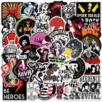 54Pcs Rock Stickers Music Retro Rock Band DIY Stickers Scrapbooking Phone Luggage Skateboard Waterproof Decals