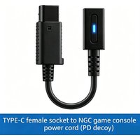 TYPE-C Female Adapter For NGC Game Console Power Cord Black C-type 45W PD Game Console Charging Cable