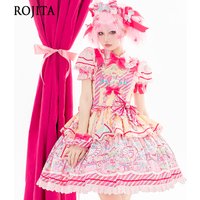 2025 Candy Amusement Park Print Jsk Sweet Lolita Dress for Women Summer New Sleeveless Strap Dress Dress Including Bunting