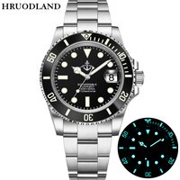 HRUODLAND Automatik Taucheruhr für Herren im U-Boot-Stil PT5000 Mechanisches Uhrwerk Saphirglas 200 m Wasserdicht BGW-9 Leuchtzeiger Datumsanzeige Edelstahlarmband Sportuhr