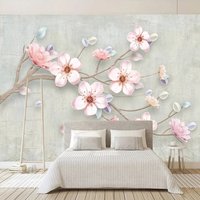 Custom Photo Wallpaper 3D Stereo Pink Flower Mural Living Room TV Sofa Bedroom Romantic Home Decor Modern Papel Pintado De Pared