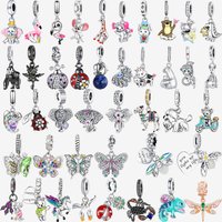 Cartoon Animal 925 Sterling Silver Butterfl Elephant Dangle Charms Fit Original Bracelet Beads Jewelry DIY Gift for Women