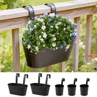 6Pcs Iron Bucket Planter Hanging Flower Pots with Detachable Hook and Drainage Hole Outdoor Planter For Garden Railing Fence