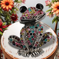 Jeremy Renner Women's Fashion Frog Brooch Cute Animal Mixed Color Rhinestone Insect Design Good Gift for Party