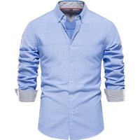 AIOPESON 2023 nouveau automne coton hommes Oxford chemise à manches longues boutonné affaires sociales chemises décontractées pour hommes