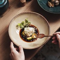 Retro Japanese-Style Footed Ceramic Bowls, Creative Tableware for Noodles, Salad & Dim Sum