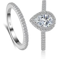 925 Sterling Silver New Women ring set Jewelry Teardrop Zircon CZ Diamant Engagement Wedding Ring set for women