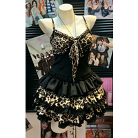 Subculture Fashion American Vintage Lace Sexy 2 Piece Set Sleeveless Camisole+ Elegant Leopard Print Mini Skirt Women's Clothes