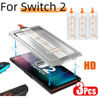 3Pcs Tempered Glass Screen Protector Kit for Switch 2/Switch 2 7.9in 9H Hardness Bubble Free Anti-Scratch No Dust