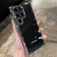 Plating Transparent Soft Shockproof Case For Samsung S26 S25 S24 Ultra S23 FE S22 A15 A55 A35 A25 A54 A53 Lens Protection Cover