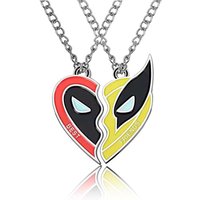 Deadpool Wolverine Cospay Best Friend Heart Pendant Necklace Keychain Earring BFF Friendship Matching Necklace For Boys Kids