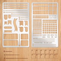 Stainless Steel Template Ruler Double-Sided DIY Bookmark Ruler Multifunctional Portable Template Planner Stencil