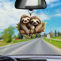 2D Cute Duo Sloth Keychain Acrylic Pendant Charm Versatile Decor for Car Mirror Backpack Home Festive Party Gift For Her Friends