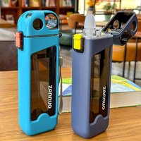 Square sports cup portable student children men's small capacity plastic cup high temperature resistant straw cup sports kettle