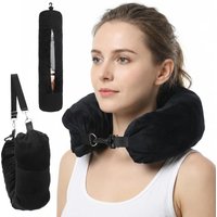 Fillable travel neck pillow, can hold clothes, pillowcase storage, Lycra fabric, portable travel bag pillow