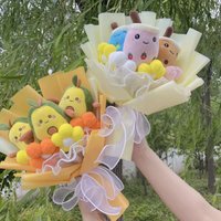 Real-life bubble tea avocado plush toy Flower bouquets stuffed food milk tea soft doll boba Christmas Graduation birthday Gifts