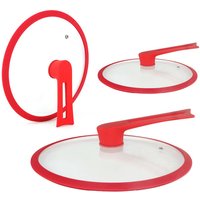 Free-Standing Tempered Glass Pan Lid Universal Pot Lid for Pan Skillet Heat Resistant Replacement Pan Cover Fit 24-32cm Cookware