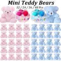 12-48PCs Mini Plush Bears Bulk for Baby Shower Gender Reveal Tiny Soft Bears Mini Teddy Bears Birthday Party Favors