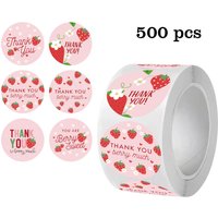 500Pcs Strawberry Thank You Stickers,DIYAdhesive Labels Envelope Gift Sealing Stickers Birthday Party Cupcake Decoration Sticker