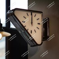 Simple Wall Decoration Metal Double-sided Triangular Wall Clock, Wall Silent Clock