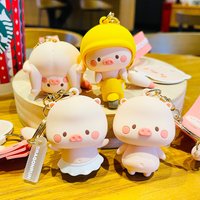 Brand Genuine Meng Meng Piggy Keychain Trend Exquisite Keyring Car Pendant Cute Bag Couple Key Chain Ring Small Ornament Gift