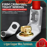 5-50Pcs L-type 90° Tinned Copper Wire Terminals - Right Angle Crimp Connectors for Automotive Electrical Wiring