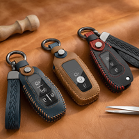 Leather Key Case focus mk2 mk3 mk4 mustang fiesta mk7 mondeo mk5 mk3 ranger ecosport ranger fiesta mk8 explorer Key Fob Cover