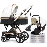 Luxury High-end baby stroller 3in1, Belecoo X6 high landscape baby cart with car basket,can sit, lie down and fold two-way cart