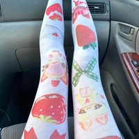 Cute Cartoon Printed Long Socks Harajuku Over Knee High Socks Cosplay Cute White Graffiti Socks Kawaii 2000s Y2K Style Emo Girls