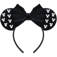 Mouse Ears Headband with Pearl,Black Velvet Mouse Ears Headbands for Women Halloween Costume,Party Hair Accessories-Black Pearl