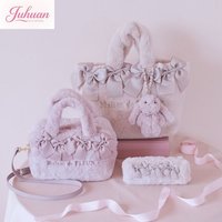 Kawaii Japanese Autumn and Winter New Cute Sweet Plush Rabbit Pendant Female Bow Plush Portable Shoulder Messenger Bag Female