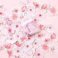 45 Sheets Cherry Blossom Pattern Stickers Flower Decoration Stickers Hand Account Collage Stationery Decorative Stickers