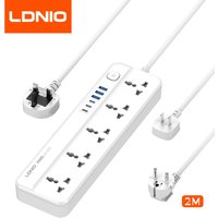 LDNIO Power Strip With 6 USB Fast Charger Type C 2M Thickened Power Cord Socket US UK EU Kr Plug High Capacity Surge Multi Tap