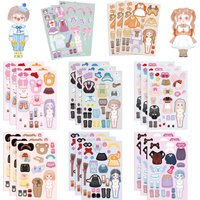 8 Sheets Cartoon Dress Up DIY Collage Stickers Reward Decals Phone Laptop Notebook Stationery Waterproof Sticker
