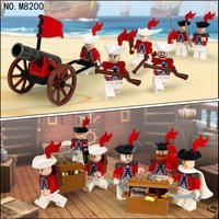 Royal guards, naval soldiers, officers, pirates, treasure chests, cannons, dolls, small particle building blocks, toy boys.