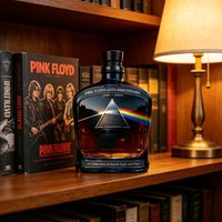 Pink Floyd Themed Glass Liquor Bottle, 60th Anniversary Collectible Decanter, Vintage Rock Bar & Home Decor, Music Fan Gift