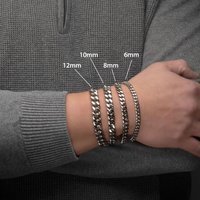 Stainless Steel Cuban Chain Bracelets for Men,Silver Gold Black Color Miami Curb Link Chain Wristband,Classic Punk Jewelry