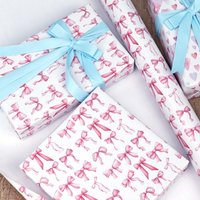 Pink Bow Pattern Gift Wrapping Paper Christmas Gift Packaging Papers Flower Bouquet Paper DIY Crafts Birthday Supplies 300x43cm