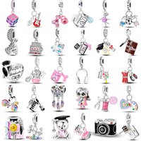925 Silver Campus Guitar Music Book Charms Fit Original Charm Bead Pendent Dangle Bracelet DIY Women Jewelry Gift