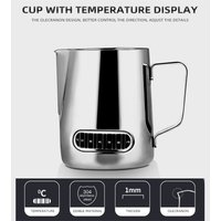12/20oz Milk Frothing Pitcher with Temperature Display Stainless Steel Milk Frother Pitcher Jug Cup for Latte Art Barista