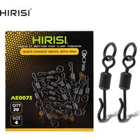 20pcs Carp Fishing Terminal Tackle Accessories Long body Q-shaped Fishing Swivel Snap with Solid Ring AE007S