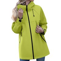 Outdoor Camping Waterproof Thin Jacket Women Casual Solid Color Long Sleeved Hooded Breathable Windproof Mountaineering Outwear